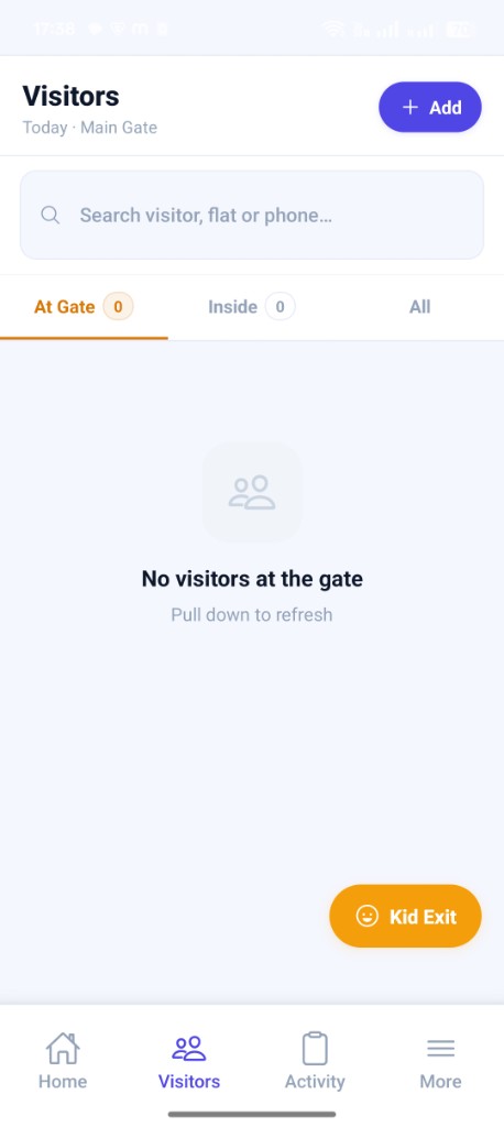 Guard app visitors list at the gate